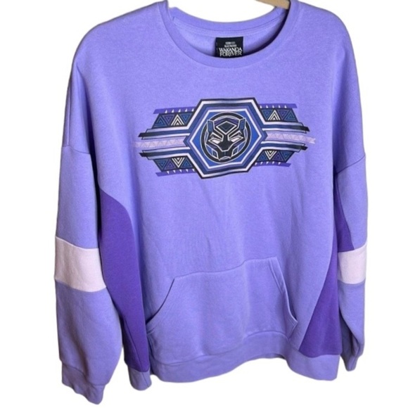Marvel purple and white Black Panther crewneck sweatshirt with front poc… - Picture 2 of 8